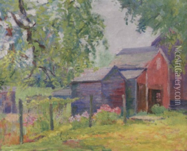 The Red Barn Oil Painting - Ida Pond Sylvester