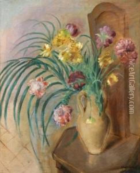 Fleurs Jaunes Dans Un Vase Oil Painting - Abraham Weinbaum