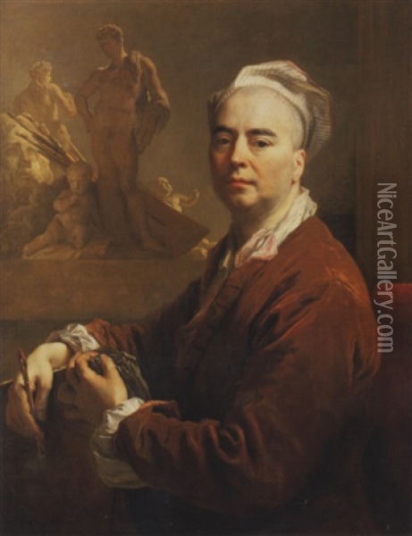 Autoportrait En Tenue De L'atelier Oil Painting - Nicolas de Largilliere