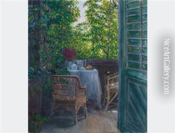 Breakfast On The Balcony Oil Painting - Maximilian Lenz