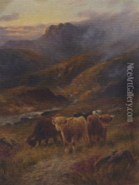 Highland Cattle Oil Painting - John W. Morris