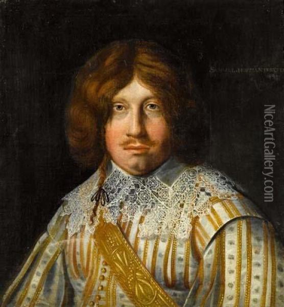 Portrait Eines Herrn Mit Grossem Spitzenkragen. Oil Painting - Samuel Hoffmann