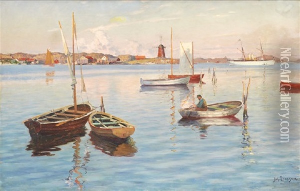 Marstrands Hamn (afton) Oil Painting - Johan Ericson