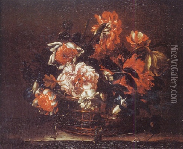 Corbeille De Fleurs Oil Painting - Antoine Monnoyer