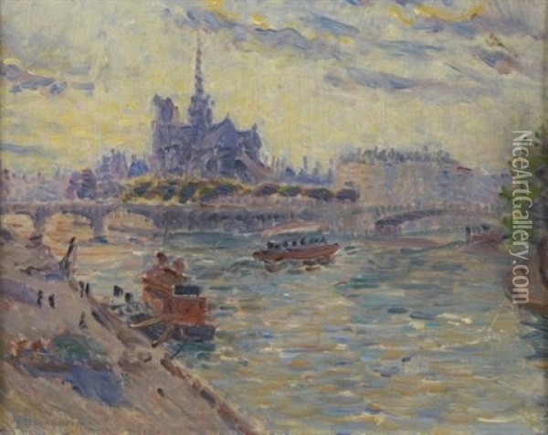 Notre Dame De Paris Oil Painting - Edouard-Jean Dambourgez