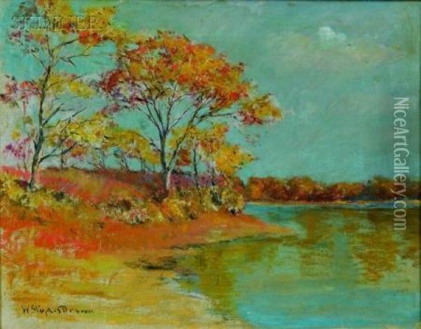 Autumn Trees By A Lake Oil Painting - William Staples Drown
