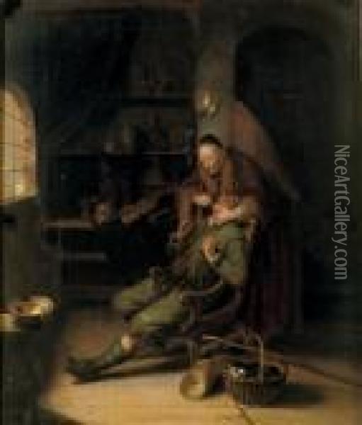 The Dentist At Work Oil Painting - Gerrit Dou