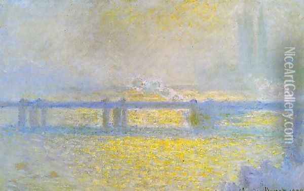 Charing Cross Bridge Overcast Weather Oil Painting - Claude Oscar Monet