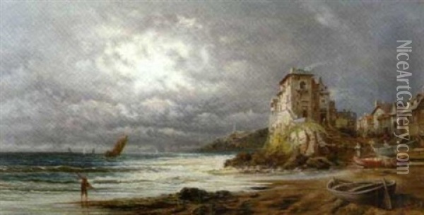 Village De Pecheurs Au Bord De L'ocean Oil Painting - Alfred Godchaux