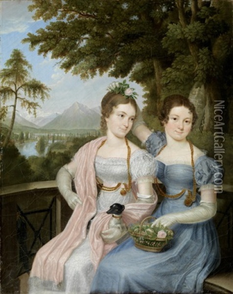 Die Beiden Schwestern Oil Painting - Franz Joseph Menteler