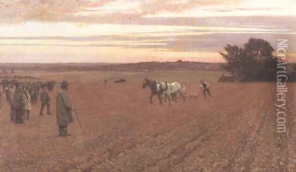 The Ploughing Match Oil Painting - George Carline