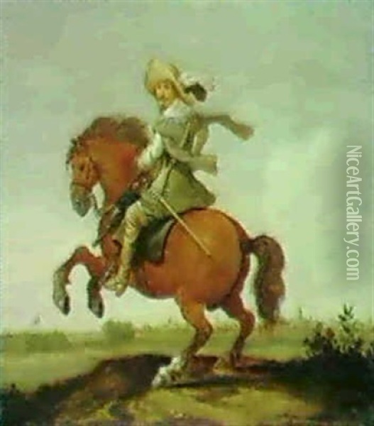 Prinz Frederick Hendrick Zu Pferd Oil Painting - Jan de Martszen the Younger
