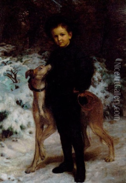 En Dreng Med En Hund Oil Painting - Henrik Benedikt Olrik