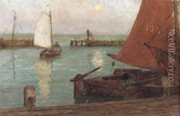 Le Port A Volendam Oil Painting - Edgard Farasyn