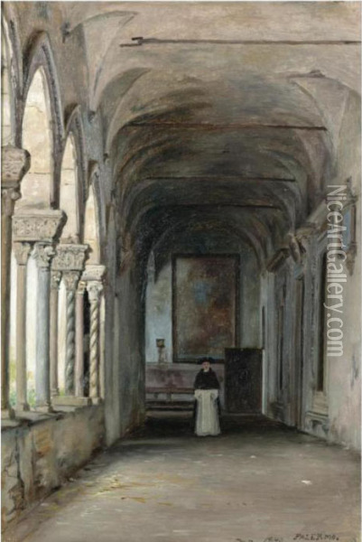 Munk I Kloster (monk In A Cloister) Oil Painting - Martinus Rorbye
