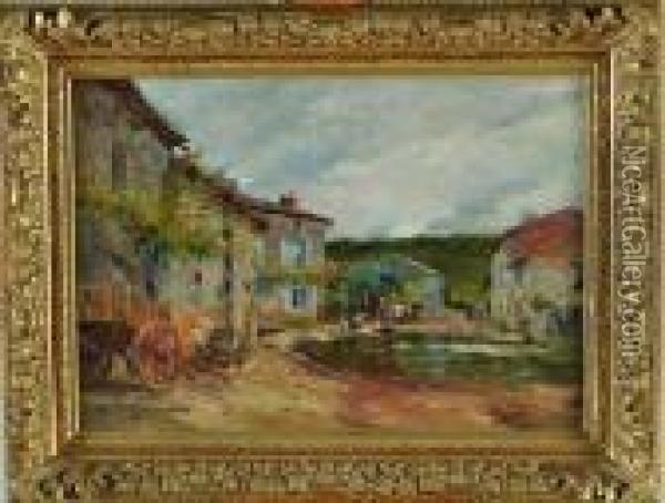 vue De Village Oil Painting - Edmond Marie Petitjean