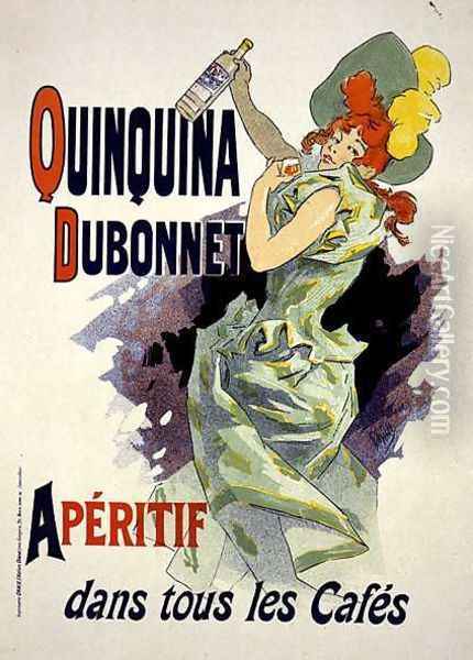Reproduction of a poster advertising 'Quinquina Dubonnet', 1895 Oil Painting - Jules Cheret
