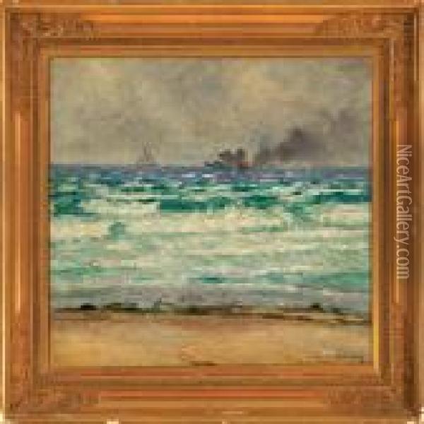 Seascape With Ships In The Horizon Oil Painting - Hans Gyde Petersen