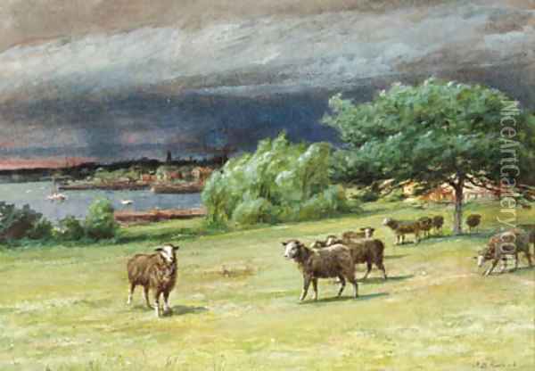 The Chicken House and A Coming Squall at Mattapoisett Oil Painting - James Brade Sword