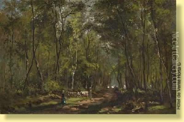 Troupeau Dans Un Chemin Arbore Oil Painting - Cesar De Cock