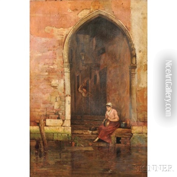 A Day's Work, Venice Oil Painting - Walter Blackman