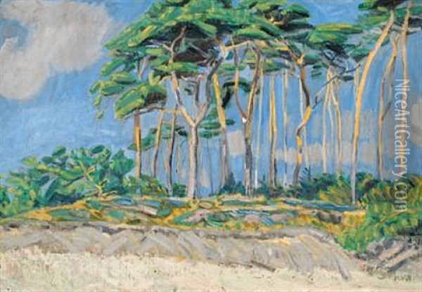 Fyrretraeer (pines) Oil Painting - Niels Larsen Stevns