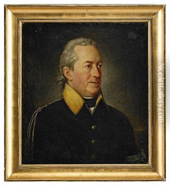 Portratt Av Generalmajoren Greve Georg Adlersparre, Ikladd Uniformsrock Med Armbindel Oil Painting - Per Krafft the Younger
