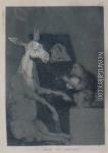 Caprichos: Plate 7, Ni Asi La Distinque Oil Painting - Francisco De Goya y Lucientes