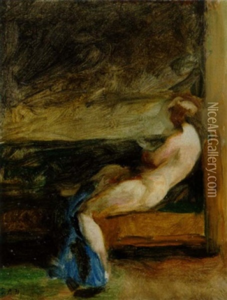 Kvindelig Model Pa En Sofa Oil Painting - Julius Paulsen