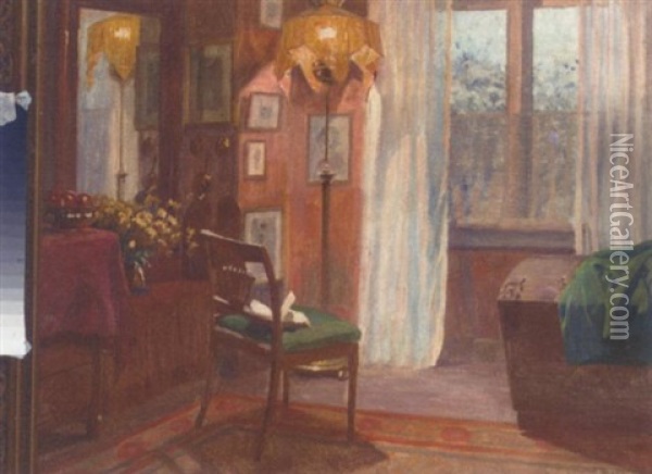 Lamplit Interior Oil Painting - Robert Panitzsch