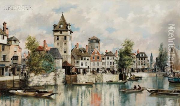 Canal View Oil Painting - Johann Christoph Frisch