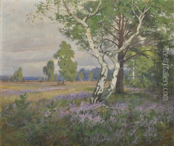 Im Bluhenden Heidemoor Oil Painting - Franz Schreyer