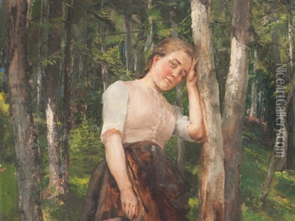 Girl In Traditional Costume Oil Painting - Hermann Koch