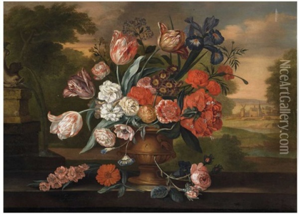 Flower Still Life Oil Painting - Jacob van Huysum