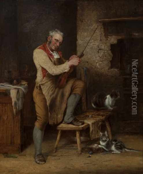 The Rehearsal (tuning The Fiddle) Oil Painting - Erskine Nicol