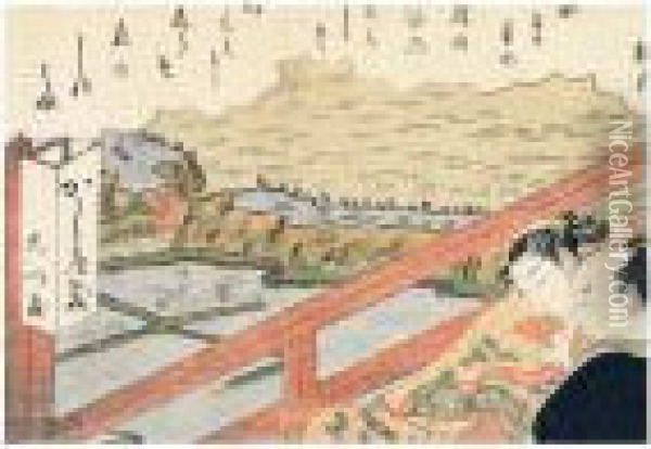 Shunga: Shiohama No Shugetsu. La Lune D'automne Sur La Plage De Shio Oil Painting - Suzuki Harunobu