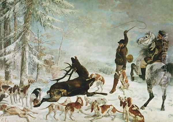 The Death of the Deer, 1867 Oil Painting - Gustave Courbet