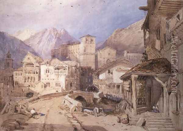 Village in the Tyrol Oil Painting - George Clarkson Stanfield