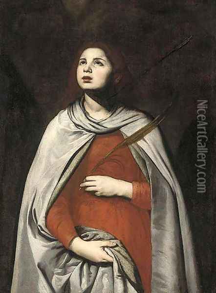 Saint Agnes Oil Painting - Francesco De Rosa (Pacecco De Rosa)