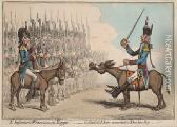 L'infanterie Francaise En Egypte - Le General L'asne Converted To Ibra Him Bey - Oil Painting - James Gillray