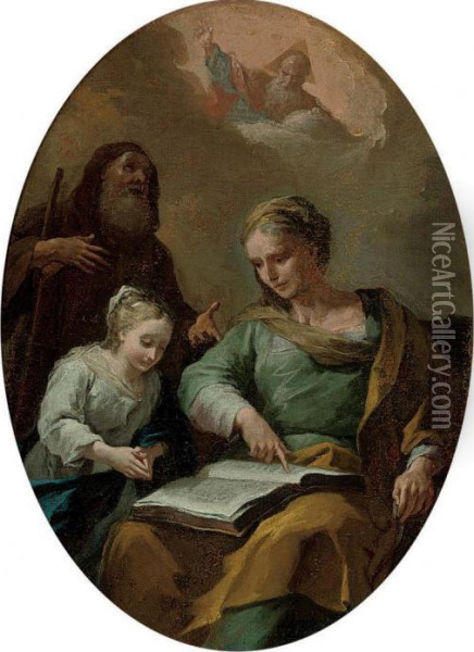 The Education Of The Virgin Oil Painting - Francesco de Mura