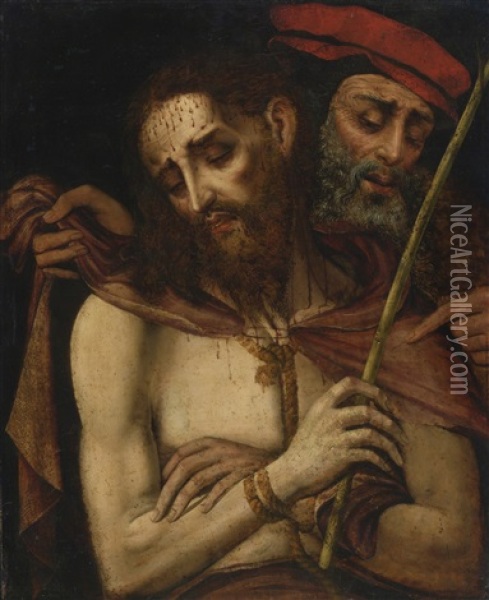 Christ As The Man Of Sorrows Oil Painting - Luis de Morales