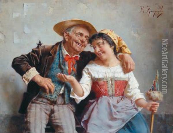Die Freuden Des Alters Oil Painting - Eugenio Zampighi