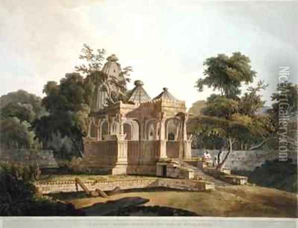 An Ancient Hindoo Temple in the Fort of Rotas Bahar Oil Painting - Thomas Daniell