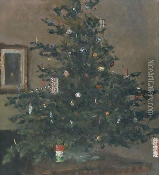 Christmas Tree Oil Painting - Ivan Pavlovich Pokhitonov