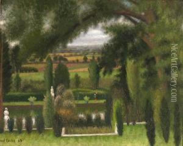 The Garden, Garsington Manor Oil Painting - Mark Gertler