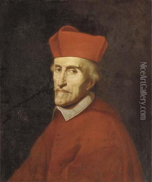 Portrait Of A Cardinal, Half-length Oil Painting - Giovanni Battista (Baciccio) Gaulli