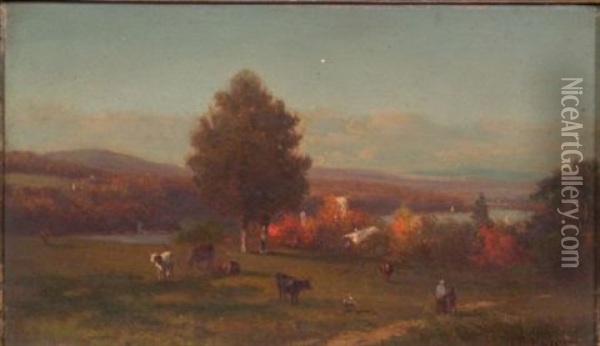 Cattle Pasture Oil Painting - Frederick Rondel