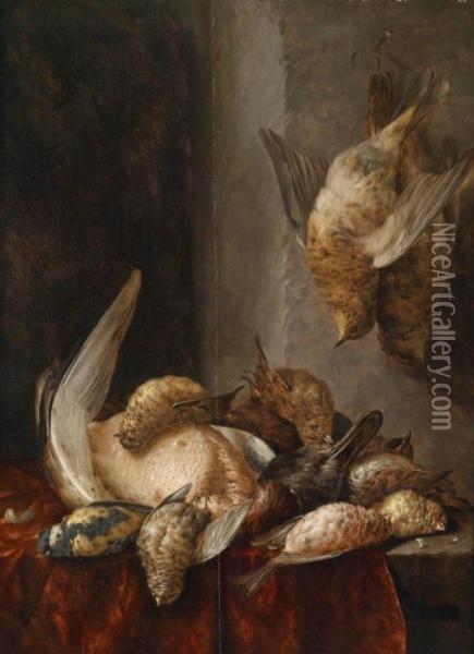 A Hunting Still Life With Shot Wildfowl Oil Painting - Cornelis van Lelienbergh