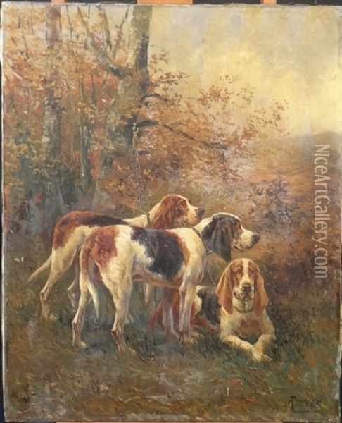 Chiens De Chasse Au Repos Oil Painting - Walter Reeves